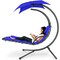 Best Choice Products Hanging Curved Chaise Lounge Chair Swing for Backyard, Patio w/ Pillow, Shade, Stand